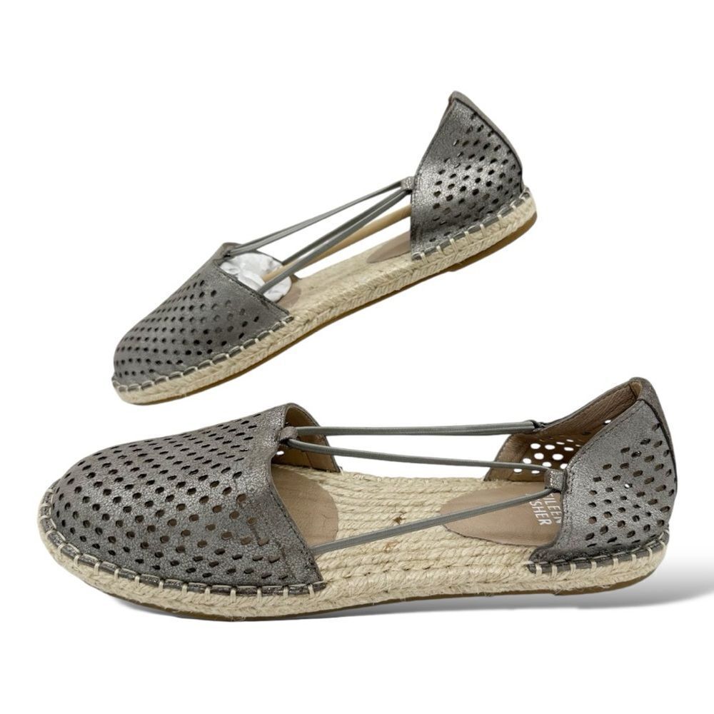 Eileen Fisher‎ Metallic Mica Lee 2 D’Orsay Espadrille Flat Sandal Shoe 9.5